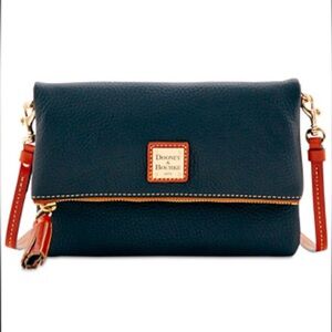 EUC Dooney & Bourke Navy & Brown
Pebble Leather Crossbody Foldover Bag